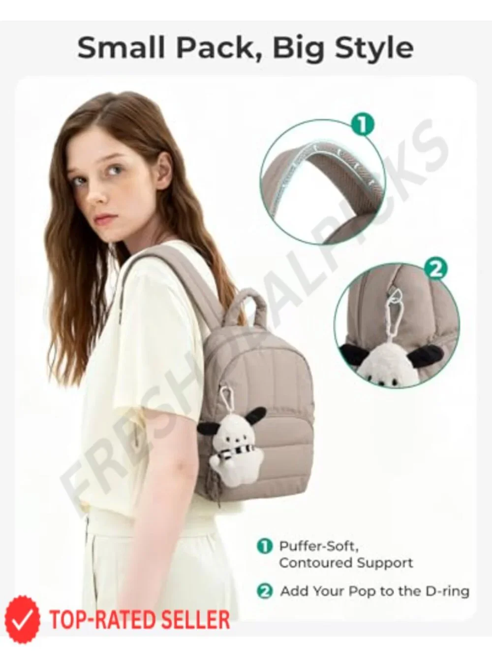 Quilted Mini Backpack Purse Women Lightweight Water Resistant Bookbag